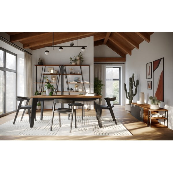 Rozkładany stół z blatem w dekorze orzecha 100x180 cm Shadow – TemaHome-image-1