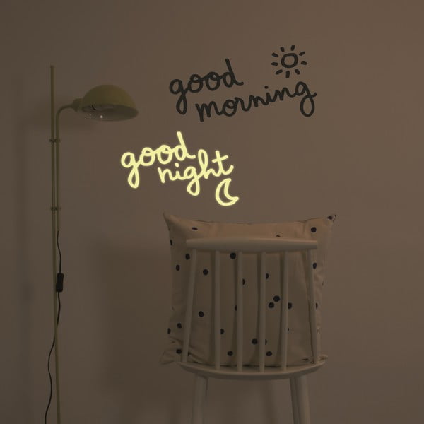 Naklejka świecąca w ciemności Good Morning, Good Night, 28x31 cm