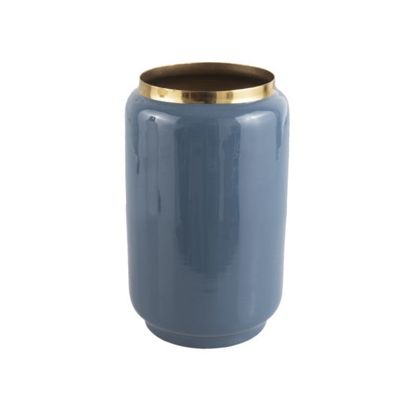 Niebieski wazon z detalem w kolorze złota PT LIVING Flare, wys. 22 cm