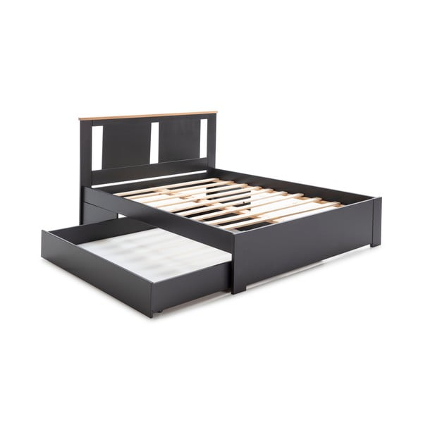 Antracytowa szuflada pod łóżko Marckeric Enara, 137x147 cm-image-2