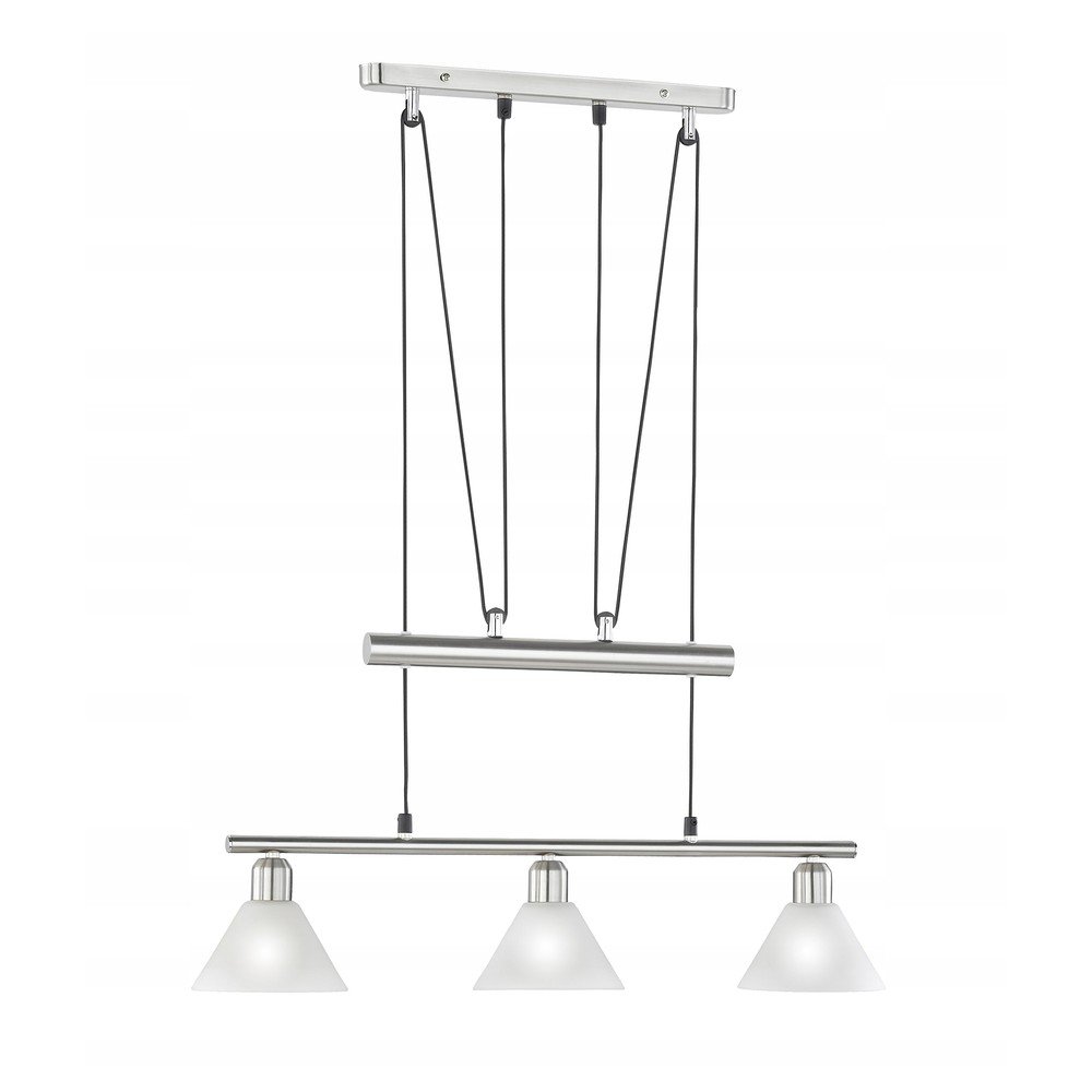 Lampa wisząca w kolorze srebra ze szklanym kloszem Stamina – Trio