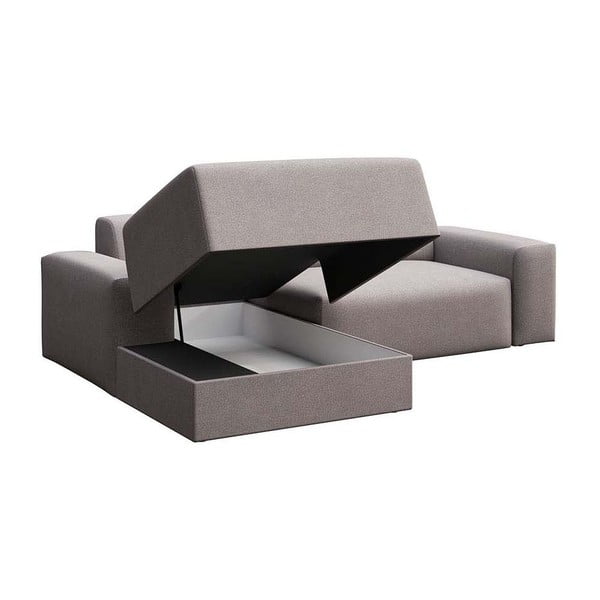 Szary aksamitny rozkładany narożnik ze schowkiem (lewostronny/z szezlongiem) Villet – Rodier-image-3