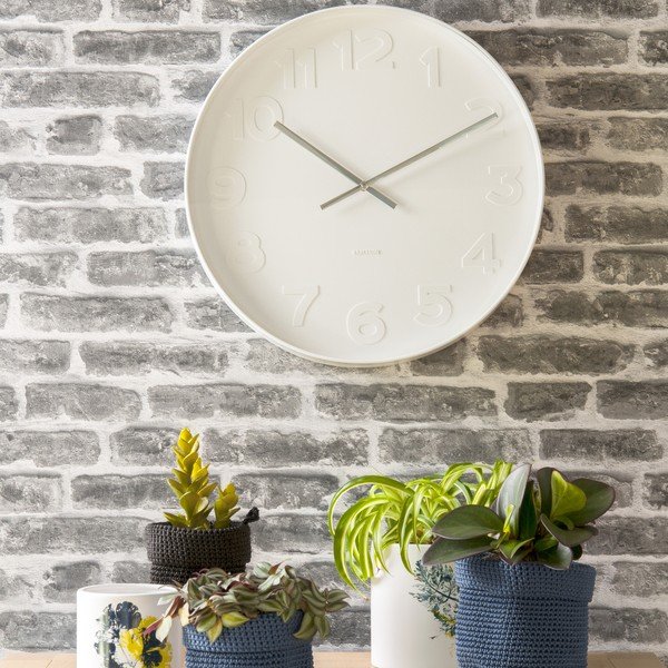Biały zegar ścienny Karlsson Time Mr. White, ø 42 cm-image-2