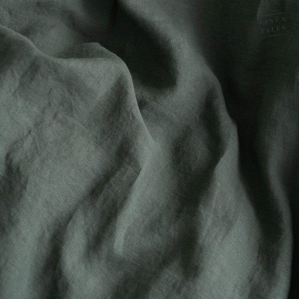 Ciemnozielona lniana poszwa na kołdrę jednoosobowa 140x220 cm Forest Green  – Linen Tales-image-1