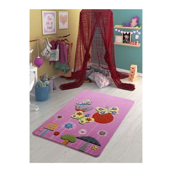 Różowy dywan dziecięcy Confetti Butterfly Effect, 100x150 cm