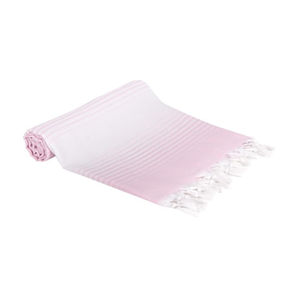 Różowy ręcznik kąpielowy tkany ręcznie Ivy's Gonca, 100x180 cm