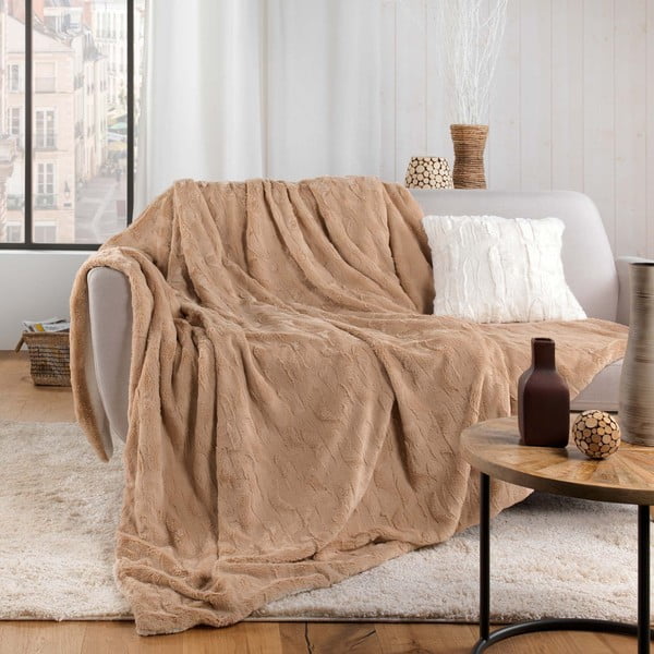 Jasnobrązowy koc z mikropluszu 180x220 cm Foxy – douceur d'intérieur-image-3