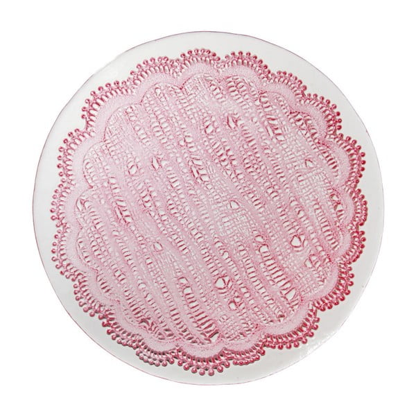 Różowy
  szklany talerz Côté Table Tulle, 28 cm