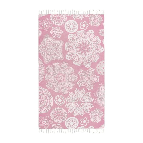 Różowy ręcznik hammam Kate Louise Isabella, 165x100 cm