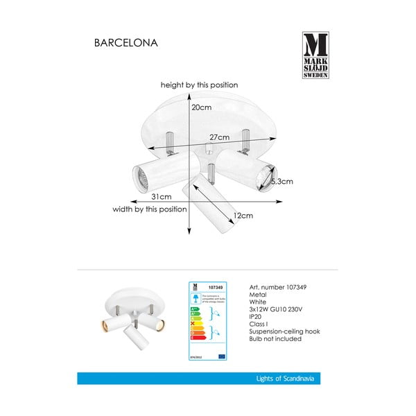 Biały kinkiet Markslöjd Barcelona Tres-image-2