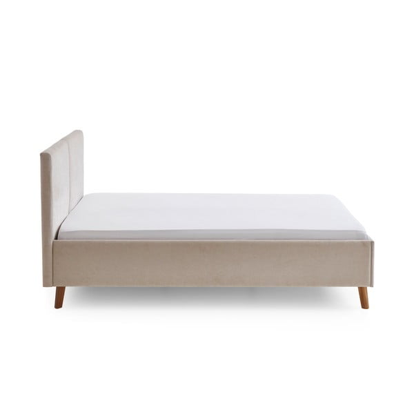 Beżowe tapicerowane łóżko dwuosobowe ze stelażem 140x200 cm Piano – Meise Möbel-image-3