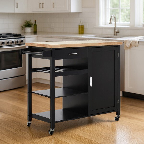 Barek na kółkach z litego drewna kauczukowego 48x105 cm Frankfurt – Premier Housewares-image-1