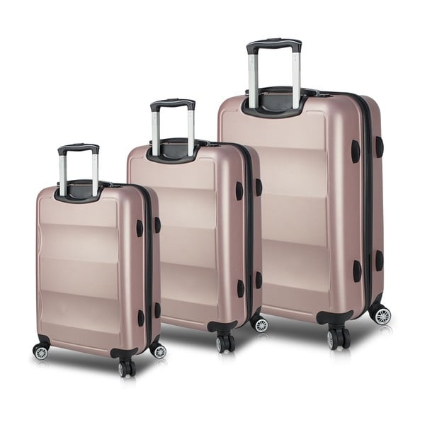 Zestaw 3 różowych walizek na kółkach z USB My Valice LASSO Travel Set