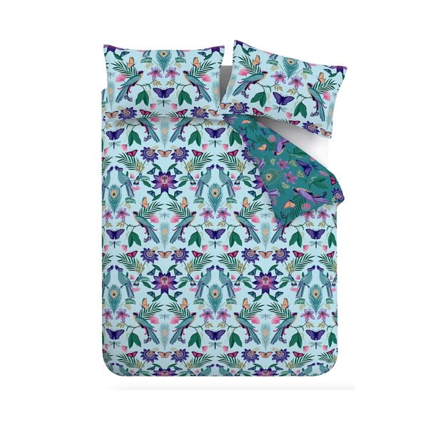 Niebieska pościel dwuosobowa 200x200 cm Mya Tropical Floral – Catherine Lansfield