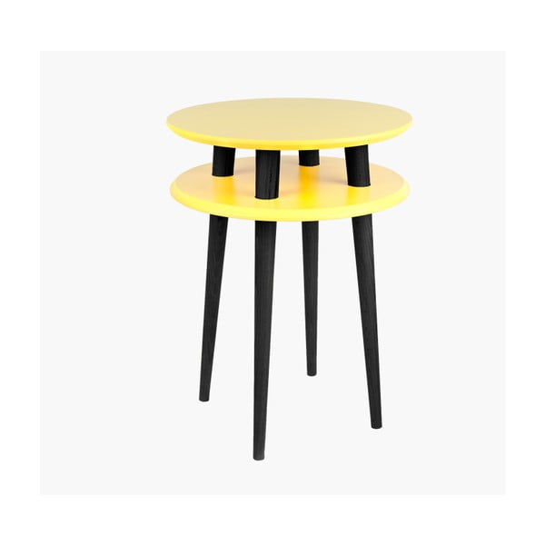 Żółty stolik z czarnymi nogami Ragaba UFO, Ø 45 cm