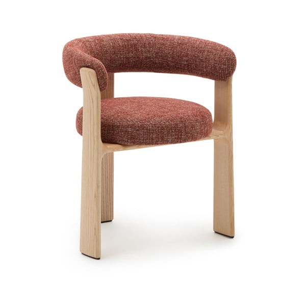 Fotel jadalniany z litego drewna jesionowego z podłokietnikami w naturalnym kolorze/w kolorze terakoty Granite – Kave Home