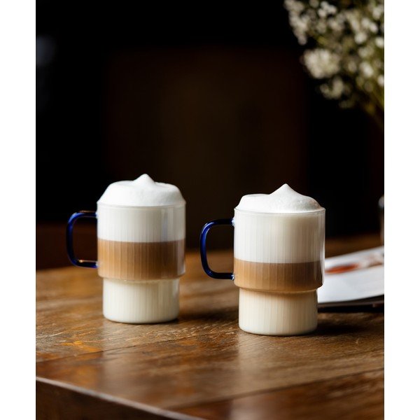 Niebieskie szklane kubki zestaw 2 szt. do cappuccino 350 ml Livio – Vialli Design-image-1