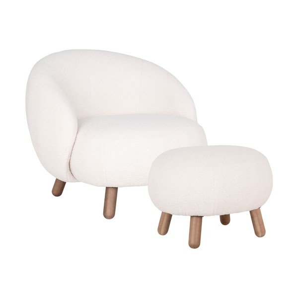 Kremowy fotel z podnóżkiem Savona – House Nordic