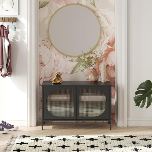 Czarna metalowa witryna 100x64x40 cm Luna – Støraa-image-1