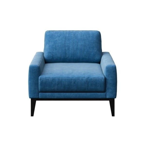 Niebieski fotel z drewnianymi nogami MESONICA Musso Regular
