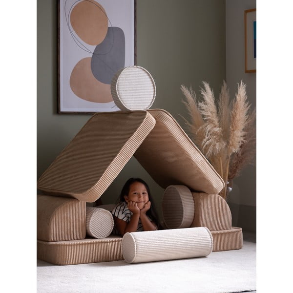 Jasnobrązowa sztruksowa sofa dla dzieci 132 cm Settee – Wigiwama-image-1