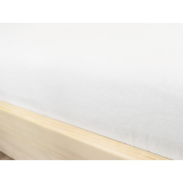 Białe prześcieradło z mikropluszu, 90x160 cm-image-1