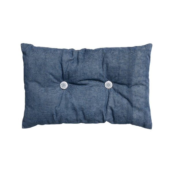 Poduszka z wypełnieniem Button 65x40 cm, niebieska
