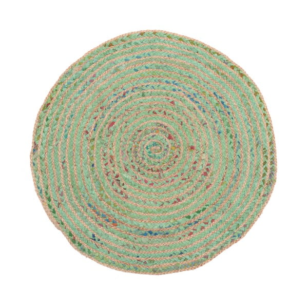 Zielony okrągły dywan z juty i bawełny InArt, ⌀ 90 cm