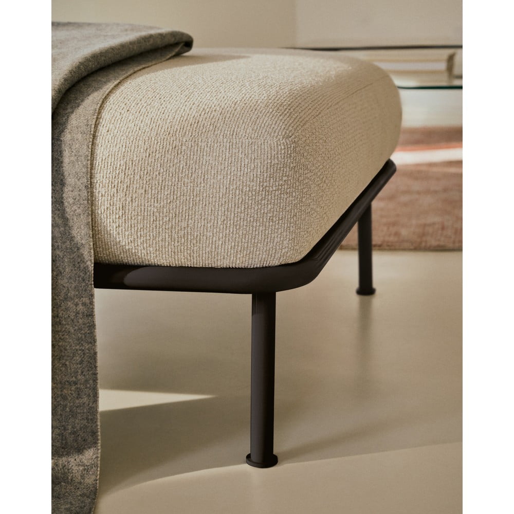 Beżowy podnóżek z materiału bouclé Aurum – Kave Home (zdjęcie 6)