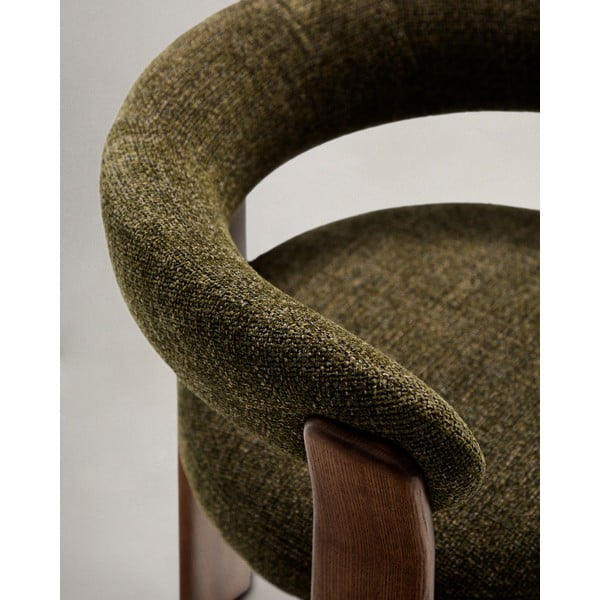 Fotel jadalniany z litego drewna jesionowego z podłokietnikami w kolorze khaki/brązowy Granite – Kave Home-image-3