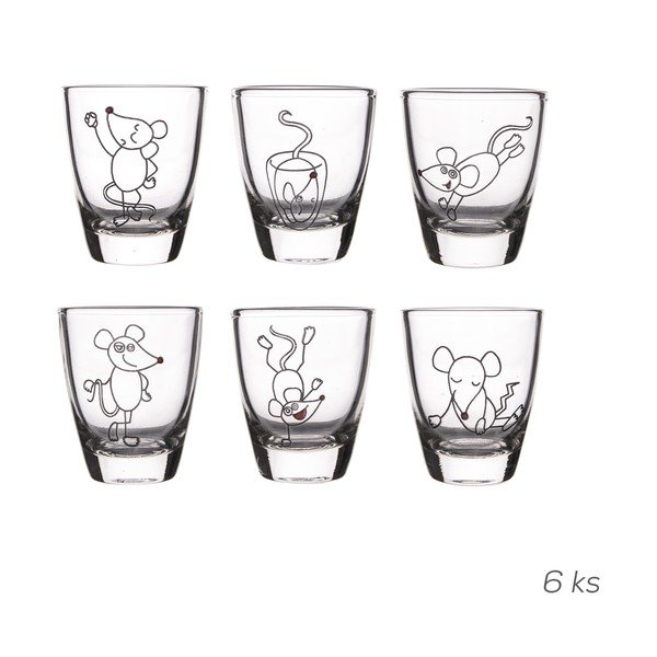 Komplet 6 szklanych kieliszków Orion Myš, 25 ml