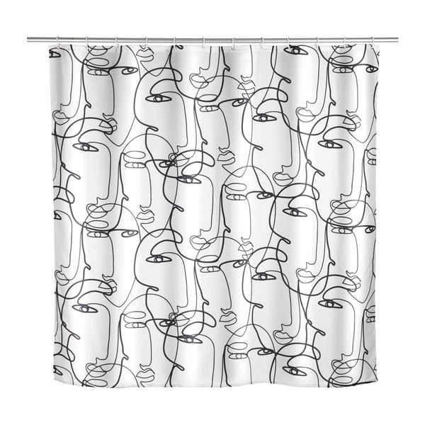 Czarno-biała zasłonka prysznicowa Wenko Faces