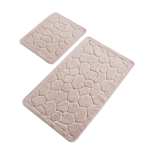 Zestaw 2 różowych bawełnianych dywaników łazienkowych Confetti Bathmats Lino Powder