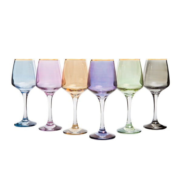 Zestaw 6 kolorowych kieliszków do wina Mezzo Rainbow, 330 ml
