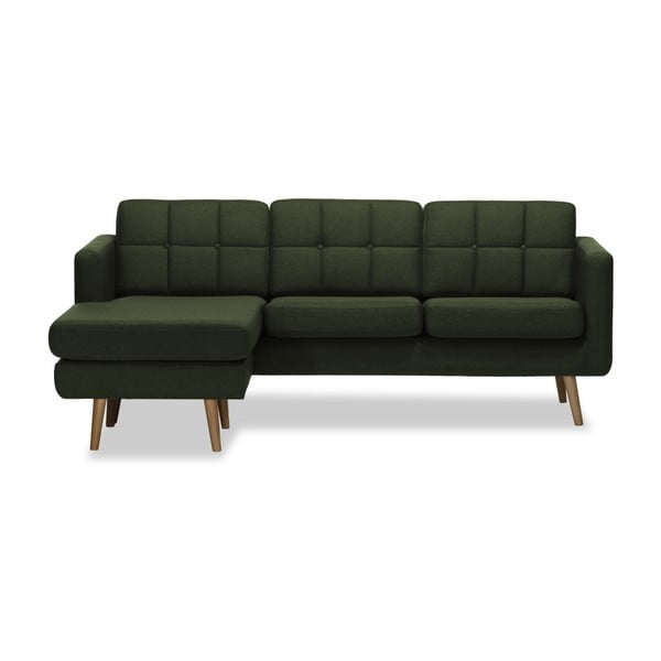 Ciemnozielona lewostronna 3-osobowa sofa narożna Vivonita Magnus