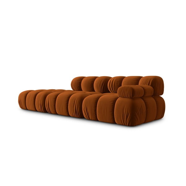 Pomarańczowa aksamitna sofa 282 cm Bellis – Micadoni Home-image-3