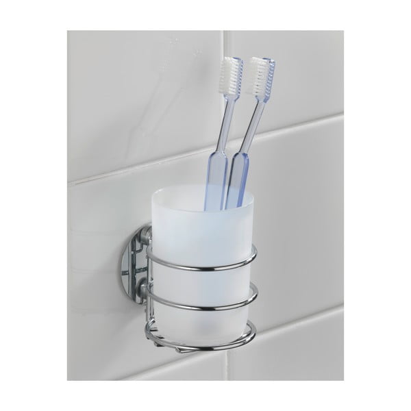 Biały samoprzylepny kubek na szczoteczki do zębów ze stali nierdzewnej – Wenko-image-2
