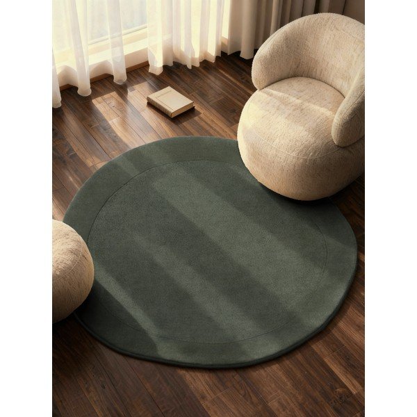 Ciemnozielony okrągły dywan z mieszanki wełny tkany ręcznie ø 160 cm Kari Organic – Villeroy&Boch-image-1