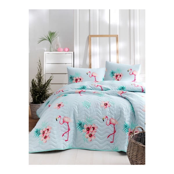 Zestaw bawełnianej narzuty na łóżko i poszewki Lura Parejo, 160x220 cm