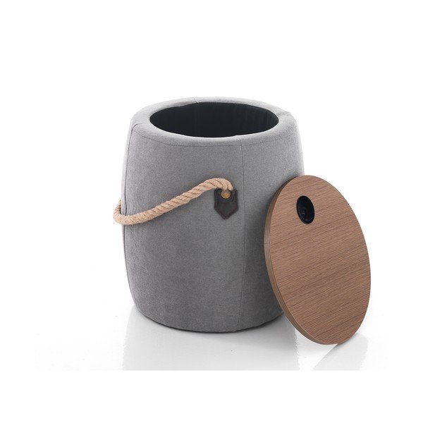 Szary puf ze schowkiem Tomasucci Barril, ø 40 cm-image-1