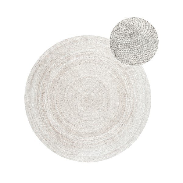 Biały okrągły dywan z juty dwustronny/tkany ręcznie ø 140 cm Braided – Hanse Home