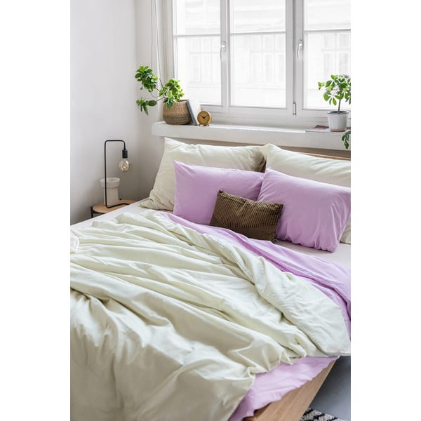 Pościel dwuosobowa z bawełny stonewashed w kolorze kości słoniowej Bonami Selection, 200x200 cm-image-4