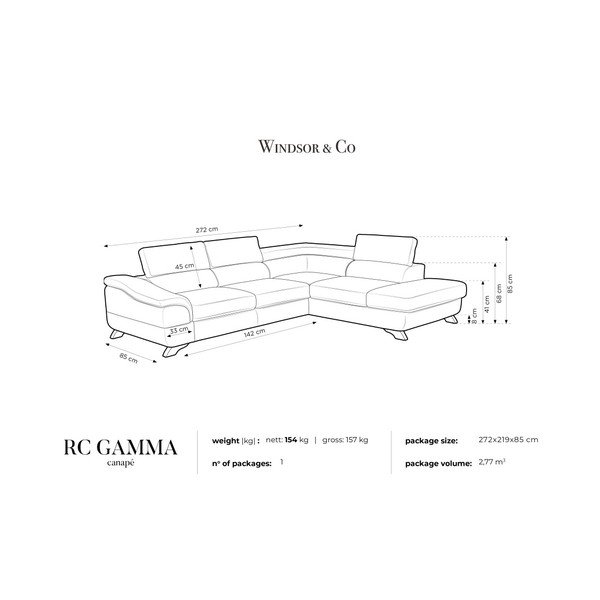 Szara prawostronna rozkładana sofa ze schowkiem Windsor & Co Sofas Gamma-image-4