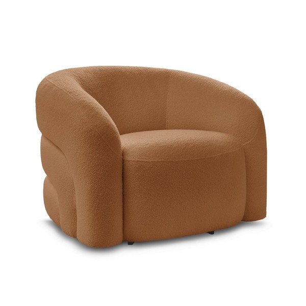 Pomarańczowy obrotowy fotel z materiału bouclé Elina – Bobochic Paris