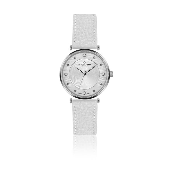 Zegarek damski z białym paskiem ze skóry naturalnej Frederic Graff Jungfrau