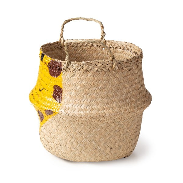 Żółto-naturalny dziecięcy kosz na zabawki z trawy morskiej ø 30x28 cm Giraffe – Compactor-image-4