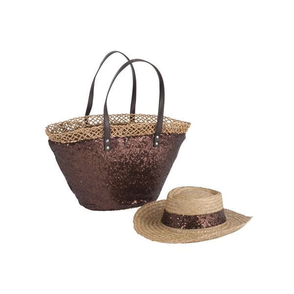 Torba plażowa i kapelusz Spangle Brown