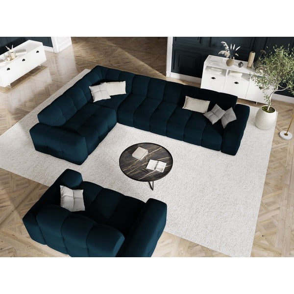 Ciemnoniebieska aksamitna sofa 156 cm Kendal – Micadoni Home-image-1