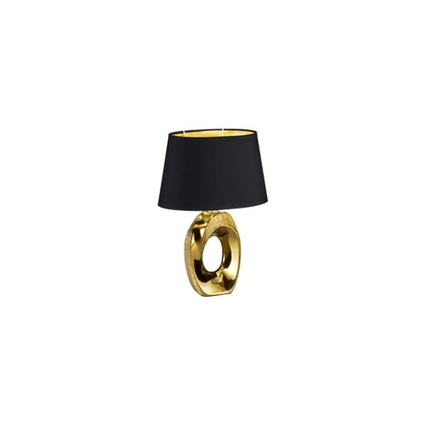 Lampa stołowa w czarno-złotym kolorze z ceramiki i tkaniny Trio Taba, wys. 33 cm