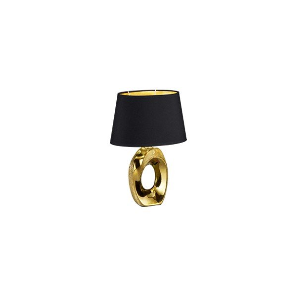 Lampa stołowa w czarno-złotym kolorze z ceramiki i tkaniny Reality Taba, wys. 33 cm